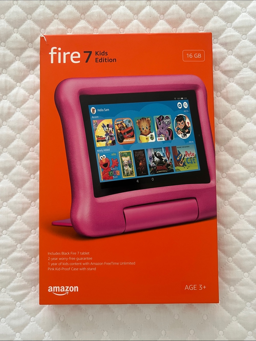 Black Fire 7 Tablet, Pink Amazon Kid-Proof Case with Stand (16 GB)